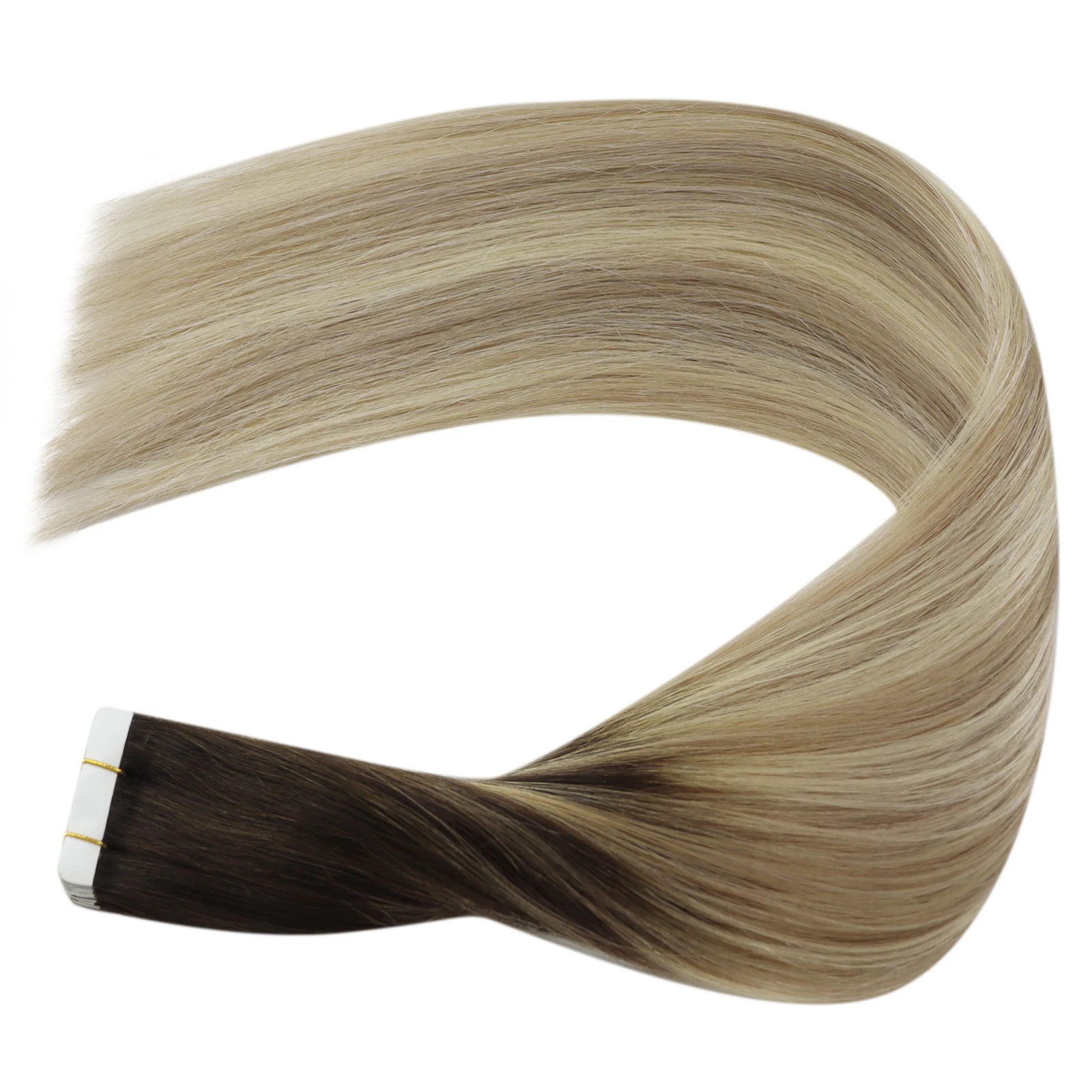 YoungSee Tape in Extensions Highlights Silky Straight Full Head Hair Real Human Hair Top 10A Hair Natural Shiny Hair 12-24Inches