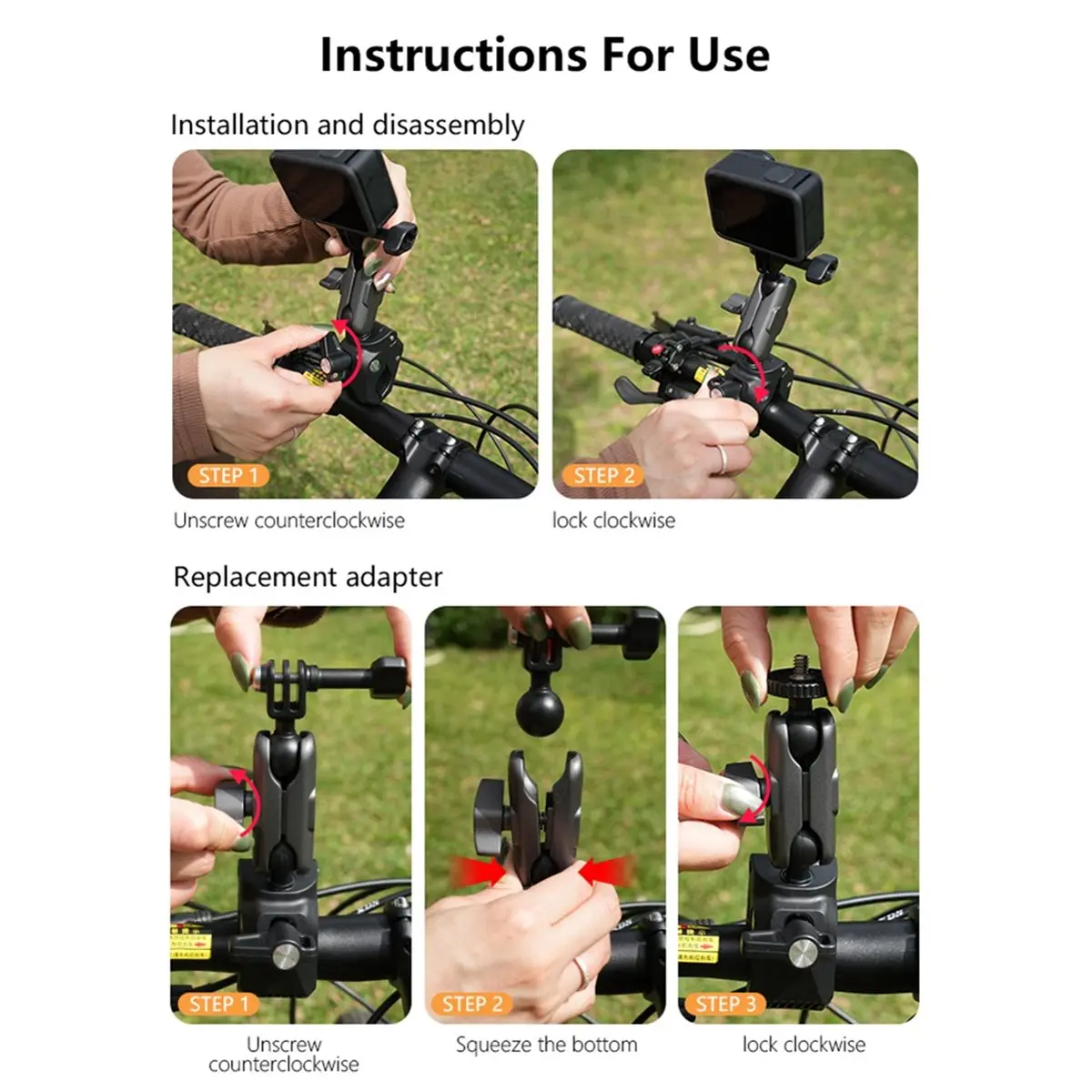 Punctual- Bike Handlebar Camera Mount Motorcycle Monopod Bicycle Panoramic Mount Invisible Selfie Stick Bracket for GoPro DJI