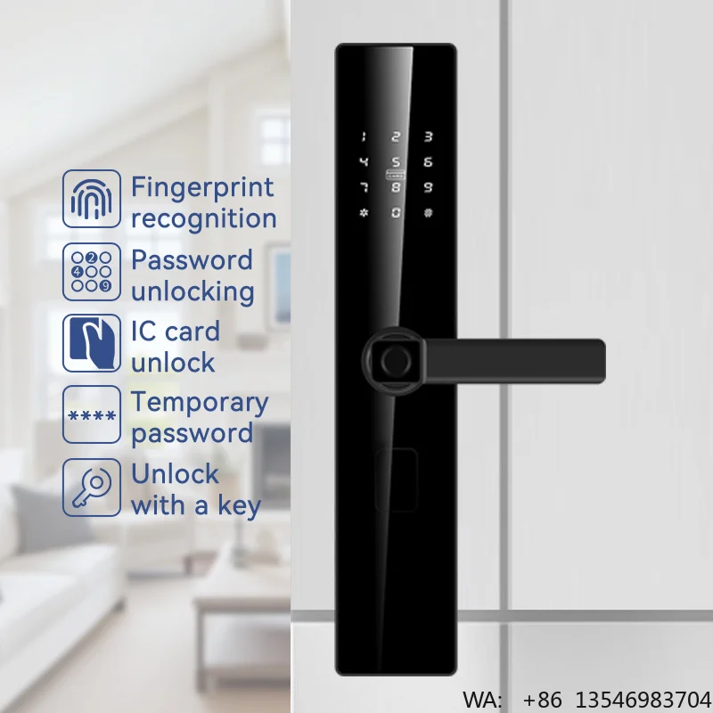 Kasman SOURCE PRICE Wood Door Lock Smart Door Handle Tuya  Digital Zigbee Smart Lock Door Handle with Card