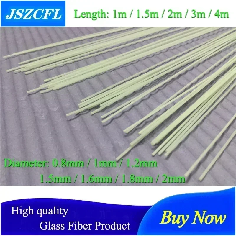 5-10PCS Glass Fiber Rod Diameter 0.8/1/1.2/1.5/1.6/1.8/2mm White Fiberglass Elastic Insulation Rods Model Material 1000mm-4000mm