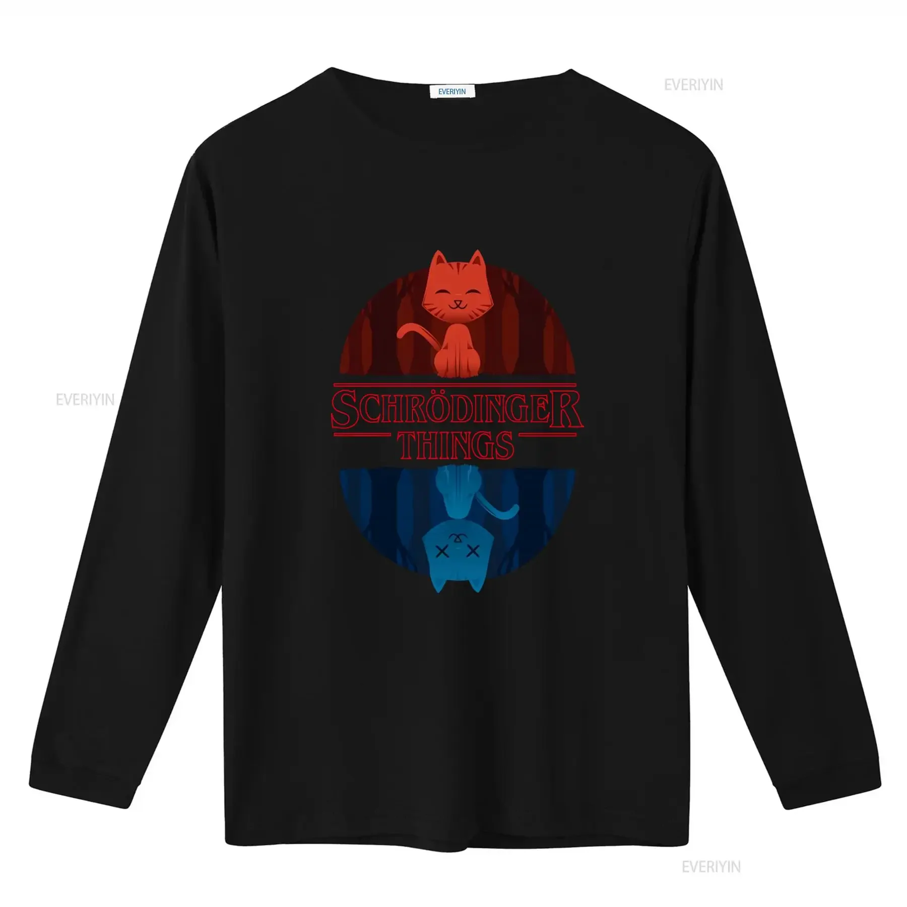 Reality Glitch Men's Schrodinger Things T Shirt Cool Cat Design for Science Lovers vintage Washed Versatile