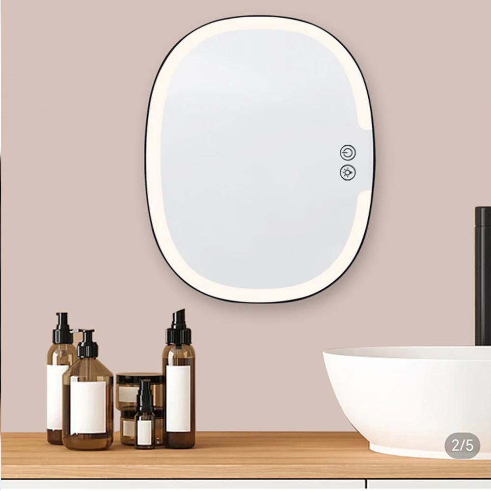 Specchio da doccia a LED senza nebbia per rasatura con supporto per rasoio, specchio da bagno rimovibile a prova di ruggine con aspirazione per doccia a specchio senza nebbia