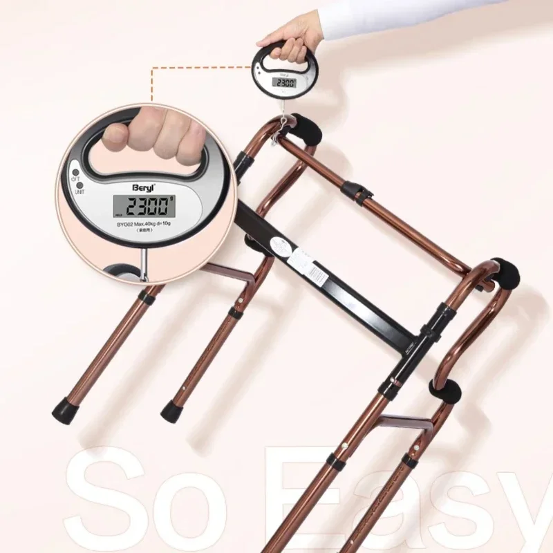 Compact Elderly Walker - Foldable Four-Legged Cane, Portable Rehabilitation Aid, Easy-to-Use Mobility Support for Seniors