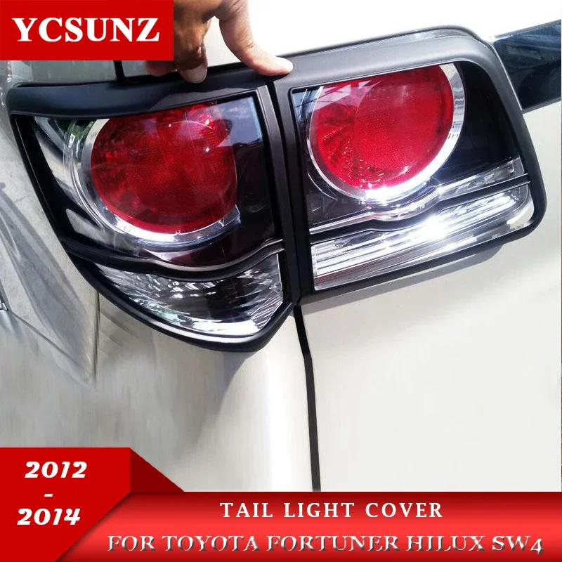 

Black Tail Light Cover Trim For Toyota Fortuner Hilux Sw4 2012 2013 2014 Car Exterior Accessories