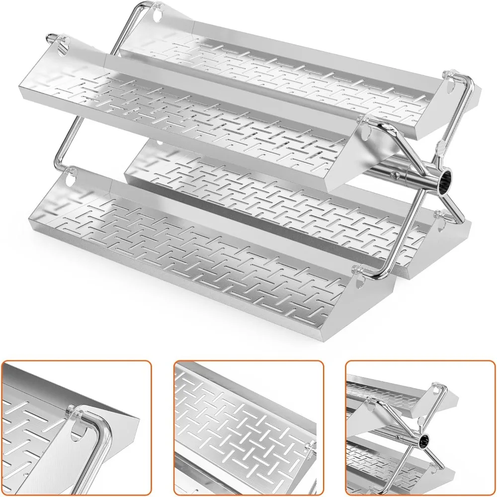 Stainless Steel BBQ Rotating Tray Rotisserie Basket for Most Grills, Fits for 3/8" & 5/16" Square, 1/2" & 3/8" Hexagon Spit Rods