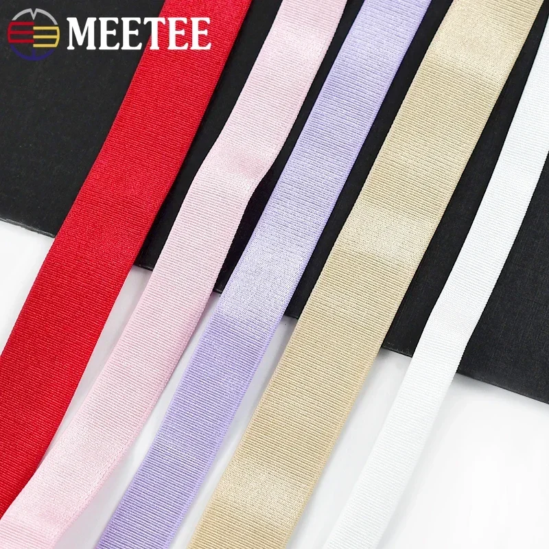 Meetee 20Meters 6mm-25mm Nylon Elastic Bands Soft Underwear Strap Bra Swimsuit Belt Rubber Band DIY Sewing Spring Tape Accessory