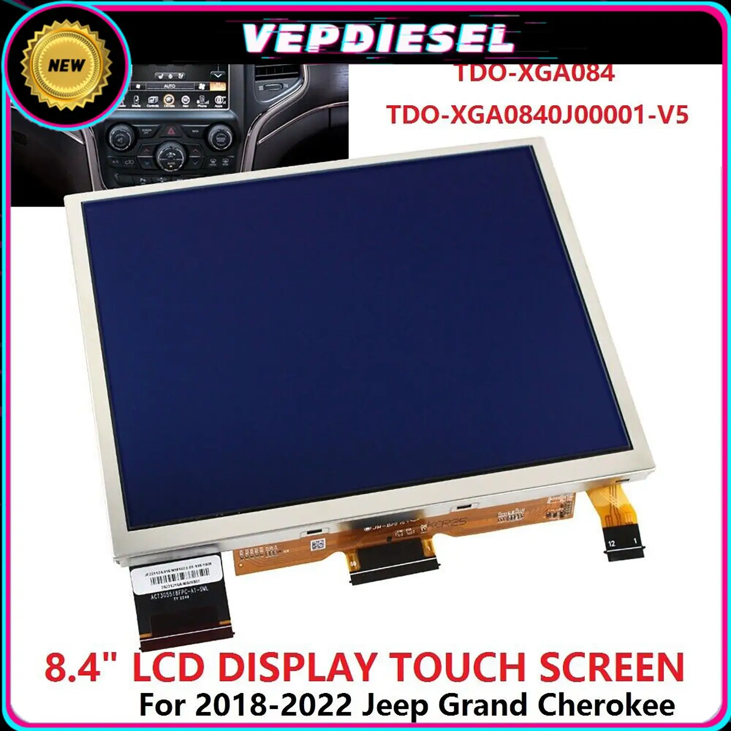 

8.4inch TDO-XGA084 XGA0840J0000 BLM96100220 BLM9611010 Brand New Uconnect 4UAV LCD Touch Screen For Jeep RAM 2018-2022 TDOXGA084