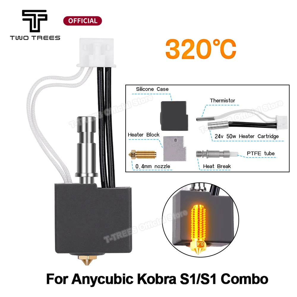 

Комплект Hotend для Anycubic KobraS1/Kobra S1 Combo 24V50W, керамический нагреватель, термистор, комплект Hot End с силиконовой крышкой, часть 3D-принтера