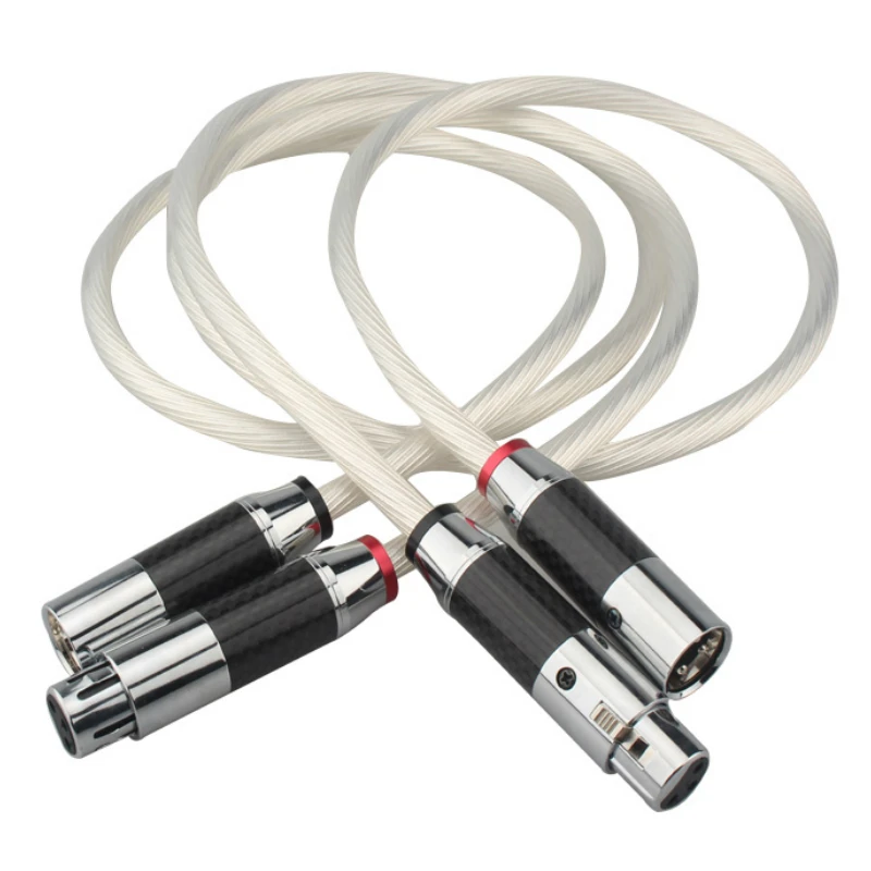 Pair HiFi 5NOCC Single Crystal Silver XLR Balance Cable  XLR Interconnect Cable Hifi audio Balance Cable