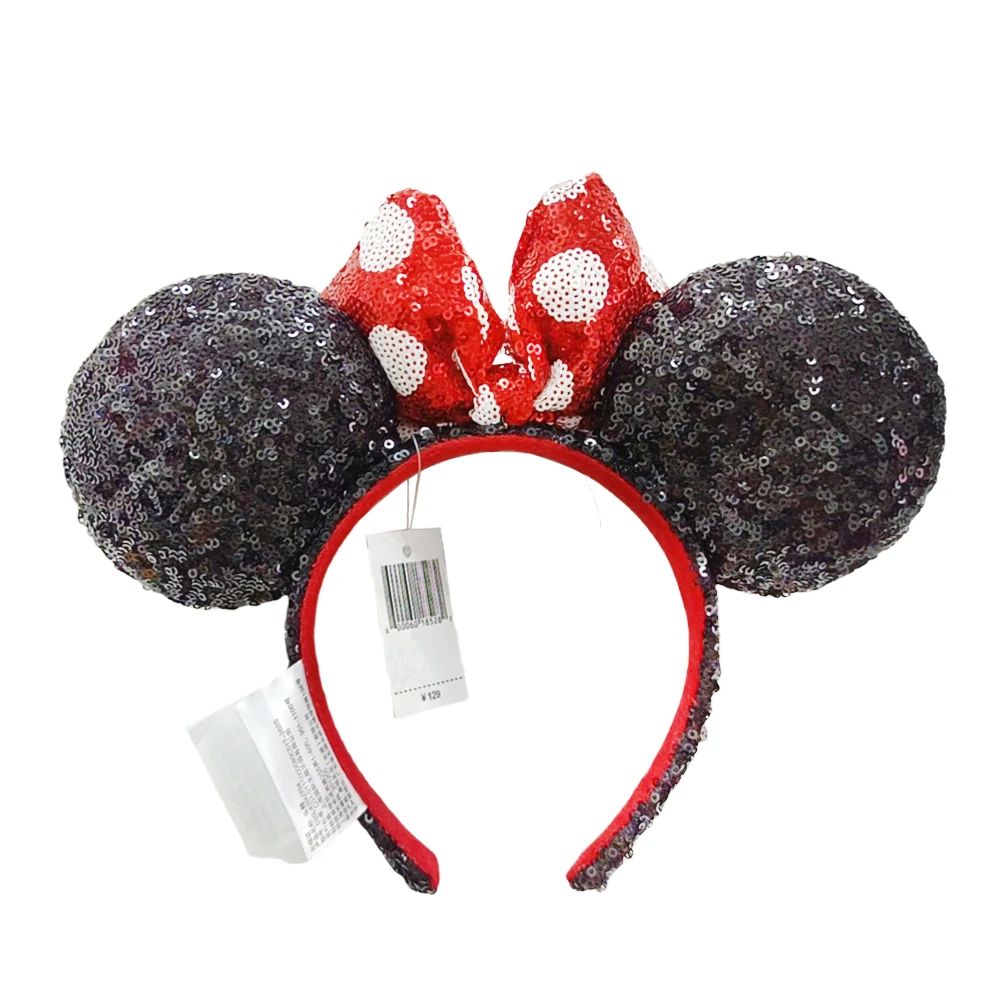 New Disney Polka Dot Bow Mouse Ears Headband For Girls Adults Sequin Hairband Festival Party Travel DIY Hair Accessories