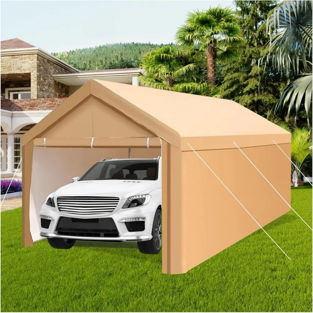 

Carport 10x20 футов, сверхмощная палатка Carports с навесом для автомобиля со съемными боковыми стенками, дверями, портативный гараж, водонепроницаемый, устойчивый к ультрафиолетовому излучению C