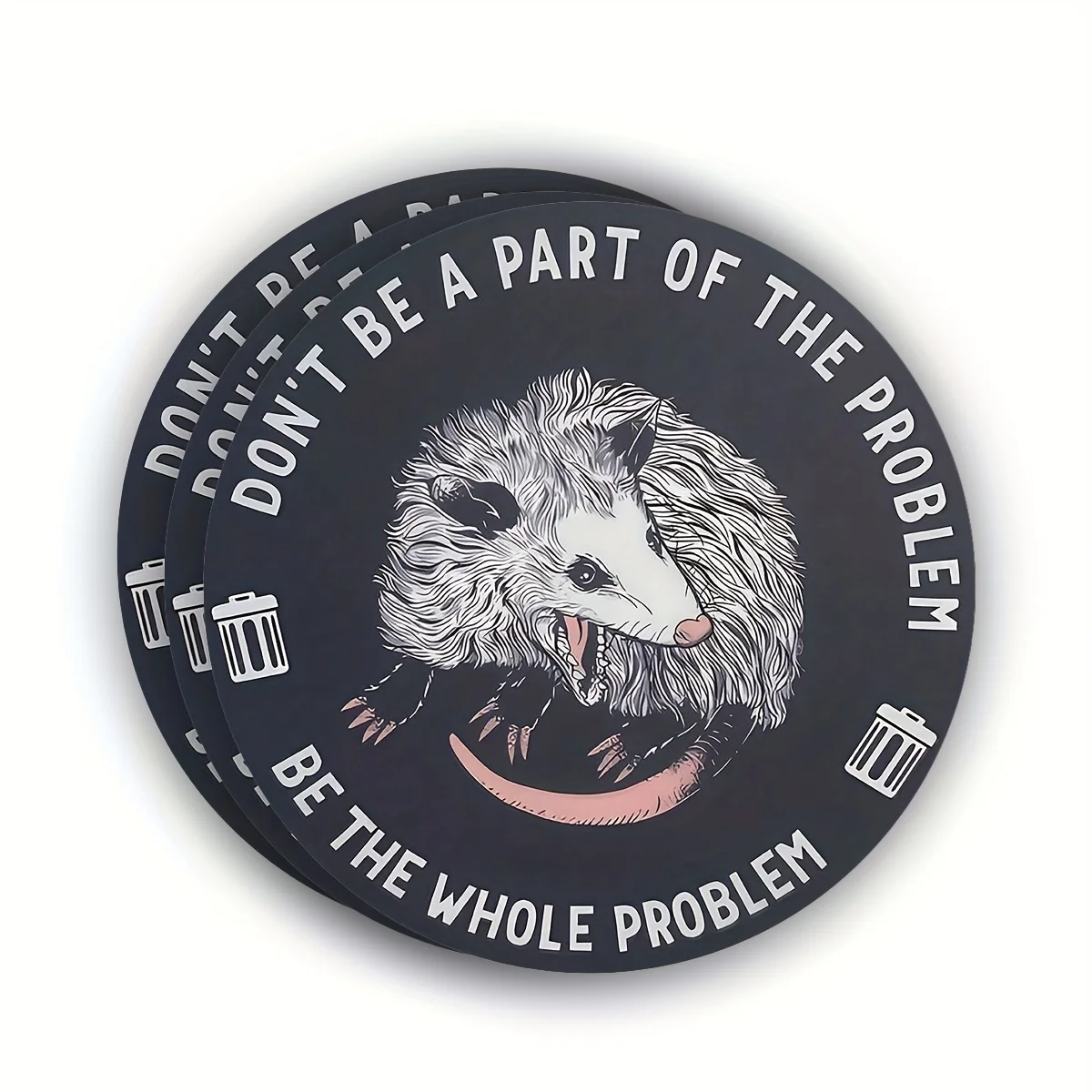 Pack of 3 Opossum Bumper Stickers-