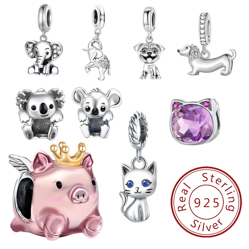 925 Sterling Silver Cute Flying Pig French Bulldog Elephant Cat Bead Diy Bracelet Necklace Making Gift Of High Quality Jewelry