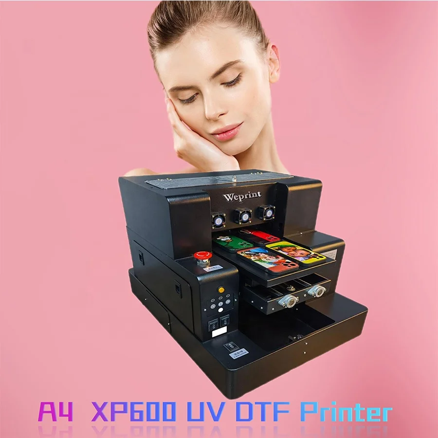 A4 XP600 Inkjet Printers UV Printer For Phone Case Pen Plastic Wood Glass box Varnish XP600 uv flatbed printer for Sticker