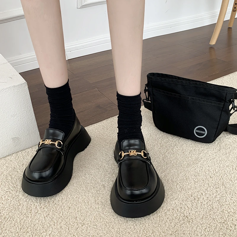 Japanese Retro Big Toe Jk Loli Shoes Women Lace Up Round Head Thick Platform Doll Girl Gothic Black Wedge Shoe Mid Heel 5cm