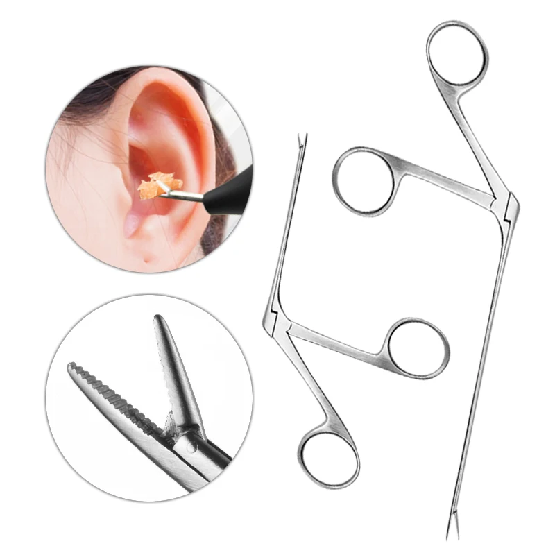 Ear Wax Endoscope Earwax Cleaning Remover Tong Hartmann Micro Alligator Crocodile Medical Forceps Nasal Cleaner Tweezers Clip