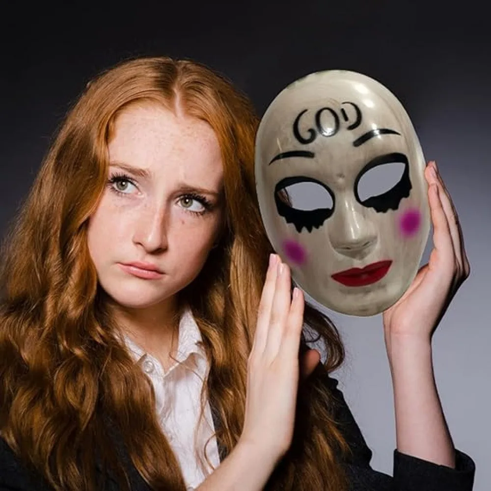 

1/3/6 Pack Horror Theme Women's Mask - Scary Grin Face Halloween Masquerade Props, Movie Style Party Costume Accessories Unisex