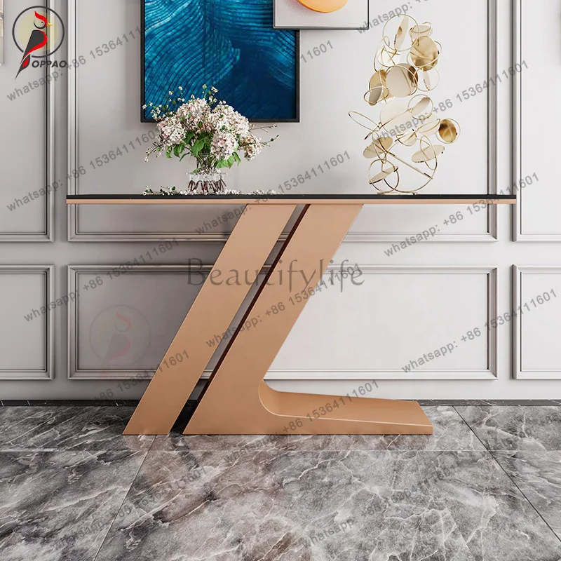 Customization Light Luxury Modern Simple Rock Slab Entrance Table Nordic End View Table Ultra-narrow
