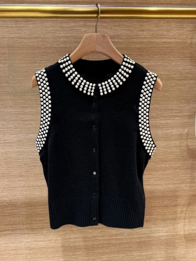 

Вязаный шерстяной жилет Bla round Ne Svel с заклепками, весна 2025, женский свободный кардиган Heidd, трикотажная одежда