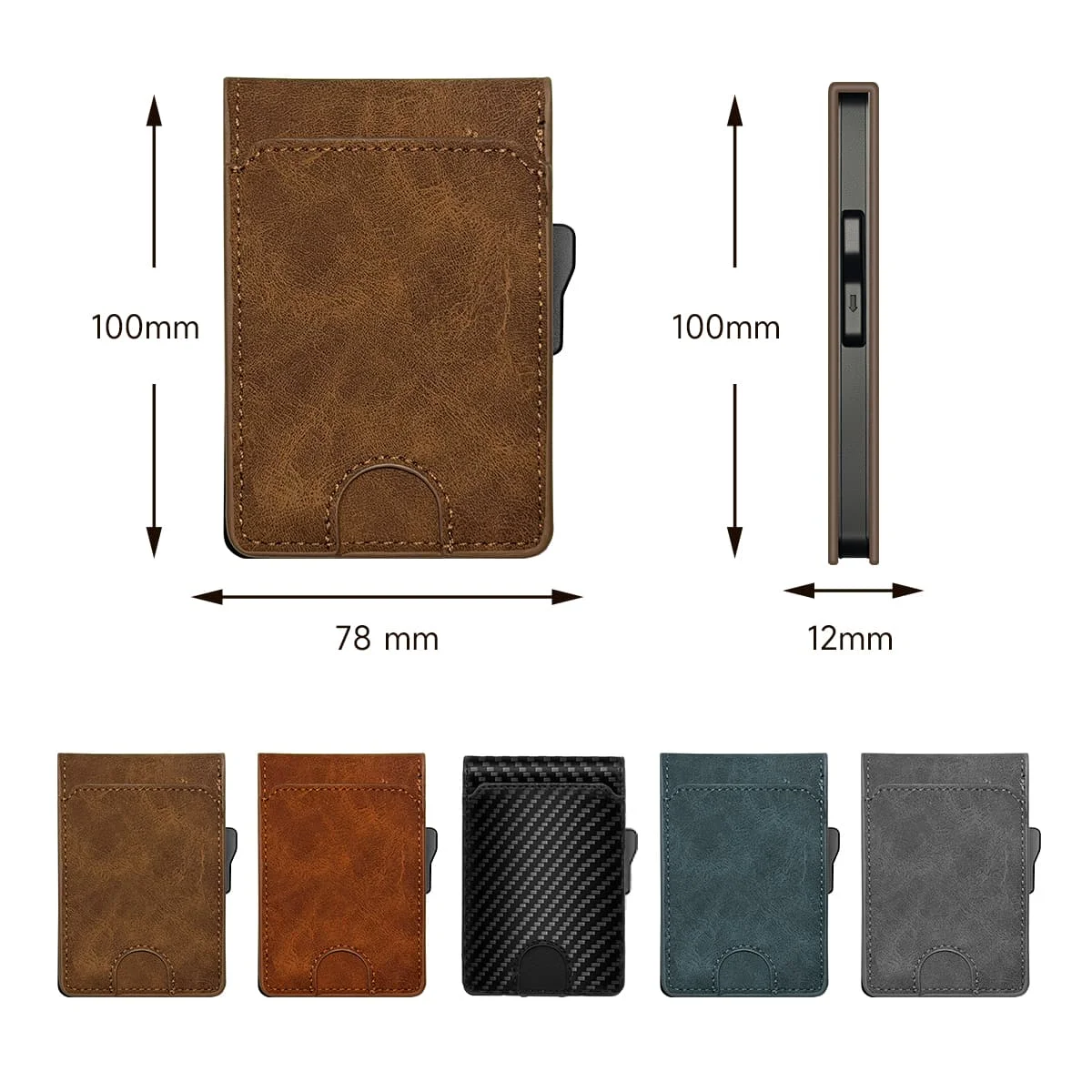Vintage Leather Smart Wallet Automatic Pop-up Credit Card Holder Anti-theft RFID Metal Box Slim Purse Pocket Coin Wallet