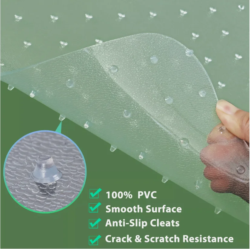 شفافة محدبة مسمار أسفل زلق كرسي متحرك وسادة كرسي مكتب وسادة PVC Ffloor المضادة للانزلاق