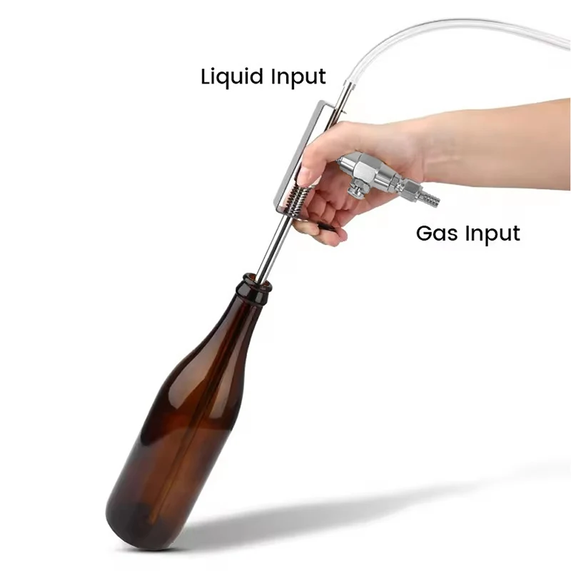 Stainless Bottle Filler Beer Gun, Homebrew Beer Keg Co2 Filling Bottling Device Carbonation Kit, One-handed Intuitive Operation