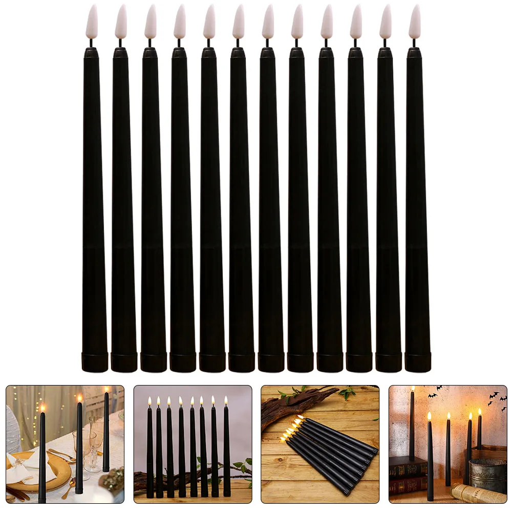 

12pcs Operated Conical Led Candles Taper Flameless Flickering Decorative Light For Christmas Home Party Decorations