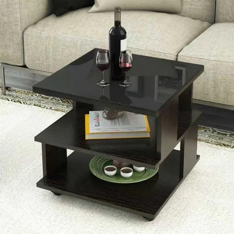 For Simple Tempered Glass Coffee Table, Thickened Three-layer Living Room Household Corner Table, Storage