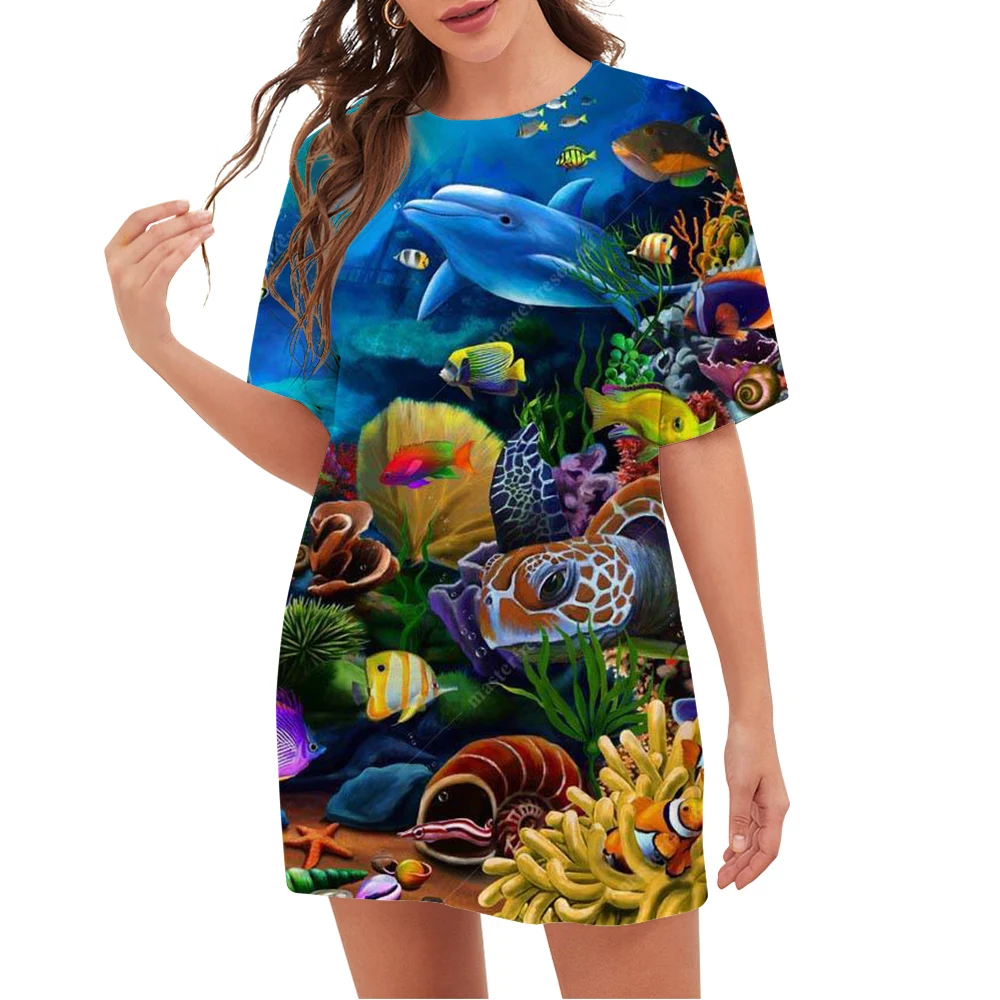 CLOOCL Women T-shirt Fashion Casual Long Tops Tropical Bird Hatching Graphic 3D Printed Short Sleeve Crew Neck Tee Shirts