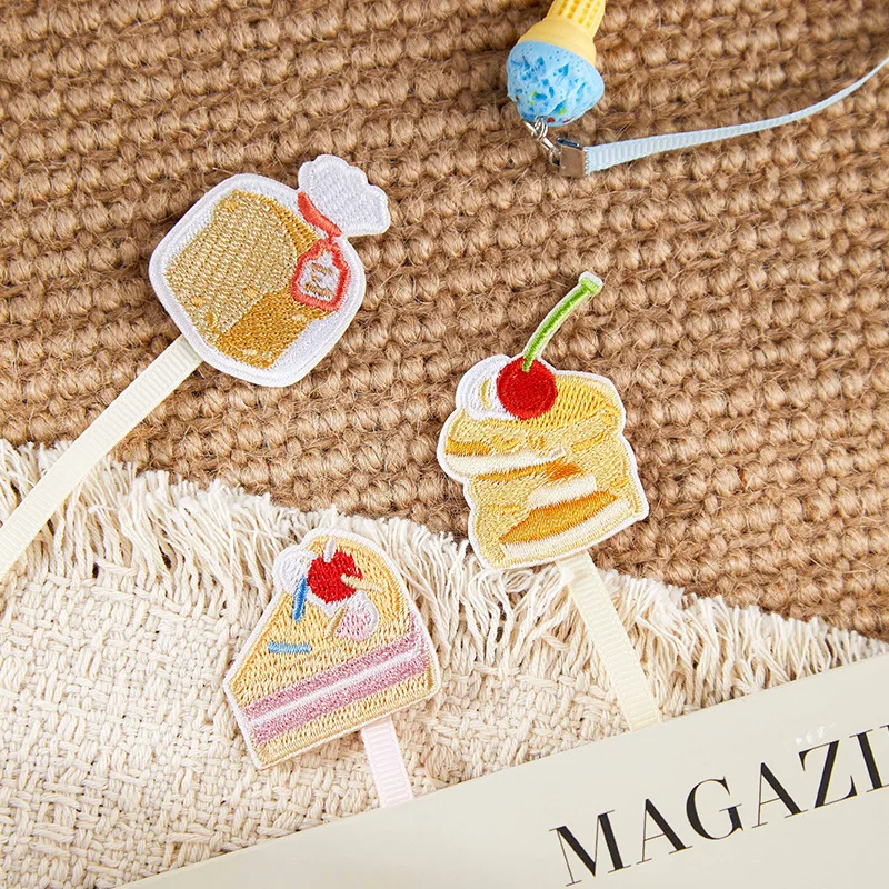 Kawaii Cartoon Embroidery Fabric Bookmark Cute Animal Stitched Book Clip Creative Reading Marker Stationery Gift for Book Lovers