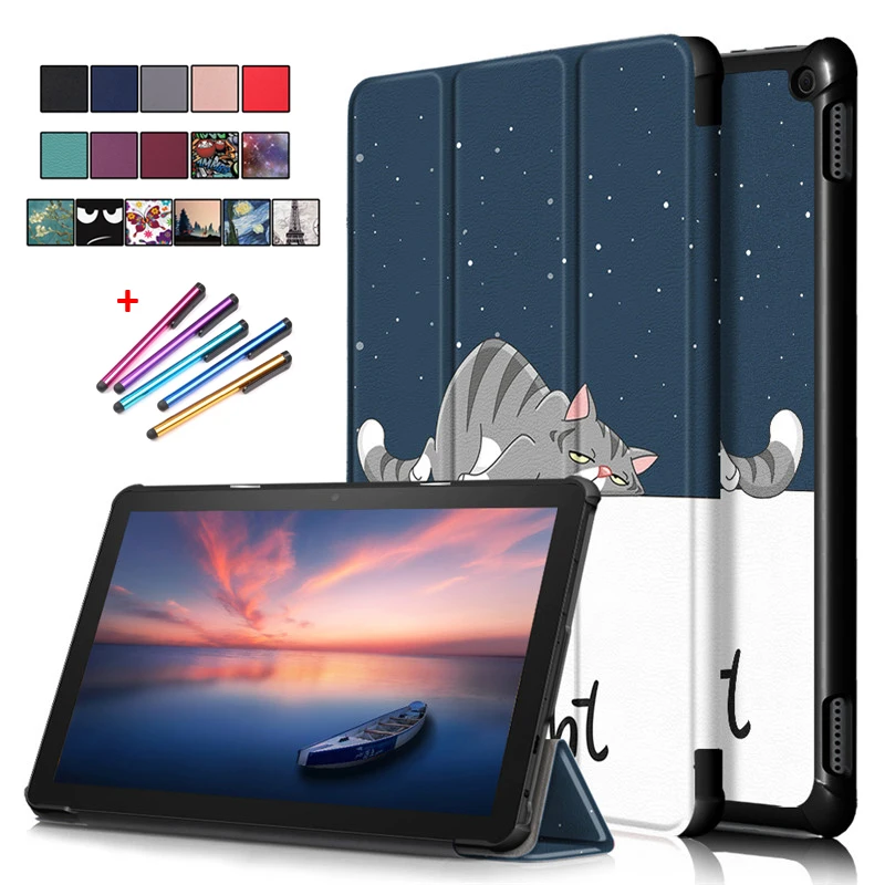 Cute Painted Cover For Amazon Fire HD 10 Case 2021 Folding PU Leather Smart Cover For Funda Fire HD 10 2021 Fire HD 10 Plus Case