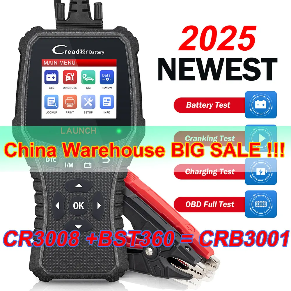 

[Распродажа] LAUNCH Creader CRB3001 Автомобильный анализатор аккумуляторов OBD2 6 В 12 В 2-в-1 100-2000 CCA Test аккумулятора PK CR3001