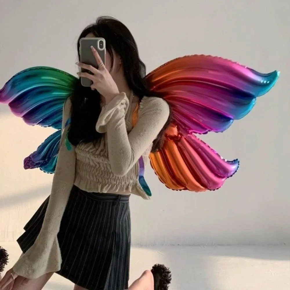

Toy Gifts Inflatable Angel Butterfly Wing Balloon Colorful Fairy Wing Balloon Back Hanging Balloon DIY Decor