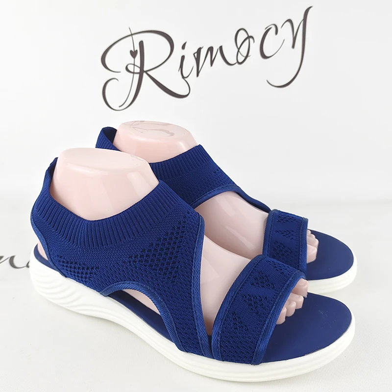 Rimocy Elastic Knitting Casual Sandals Shoes Woman Summer 2022 Plus Size 43 Wedges Platform Sandals Beach Sports Sandalias Mujer