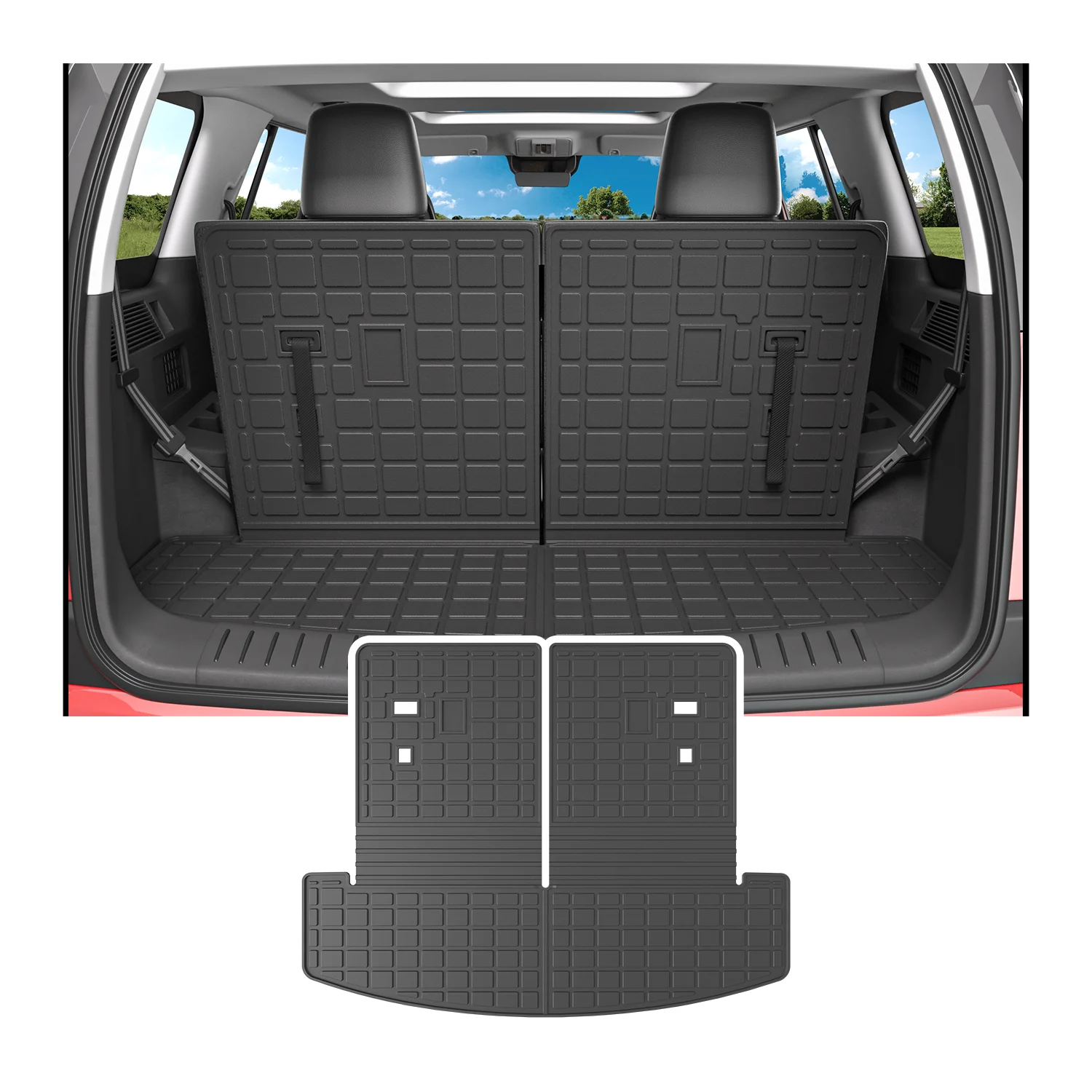Rear Trunk Mat With Backrest Mat Compatible With 2024  Santa Fe Durable TPE Front Trunk Liner