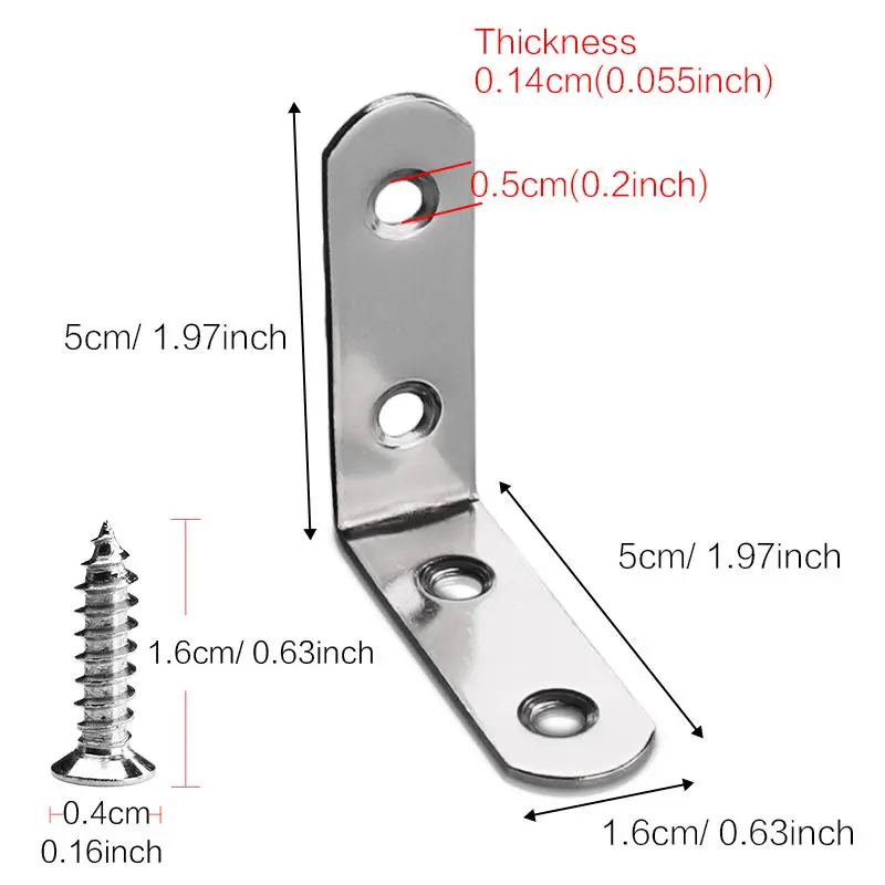 3-20 Pcs L Bracket Stainless Steel Corner Brace Sets, 90 Degree Right Angle Shelf Brackets with Screws 50 x 50mm(2 Inch)