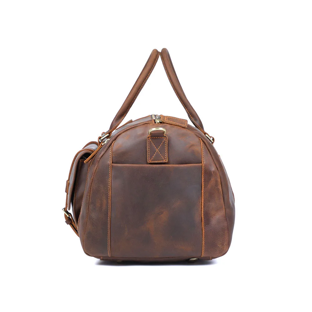 S.WORKER Luxuriöse Reisetasche aus Vollnarbigem Rindsleder im Vintage-Stil, Große Handgepäcktasche – Detail 8