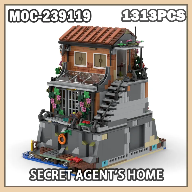 

MOC-239119 домашний строительный блок секретного агента, дисплей, строительные игрушки, подарки на день рождения, детские креативные подарки, 1313 шт.
