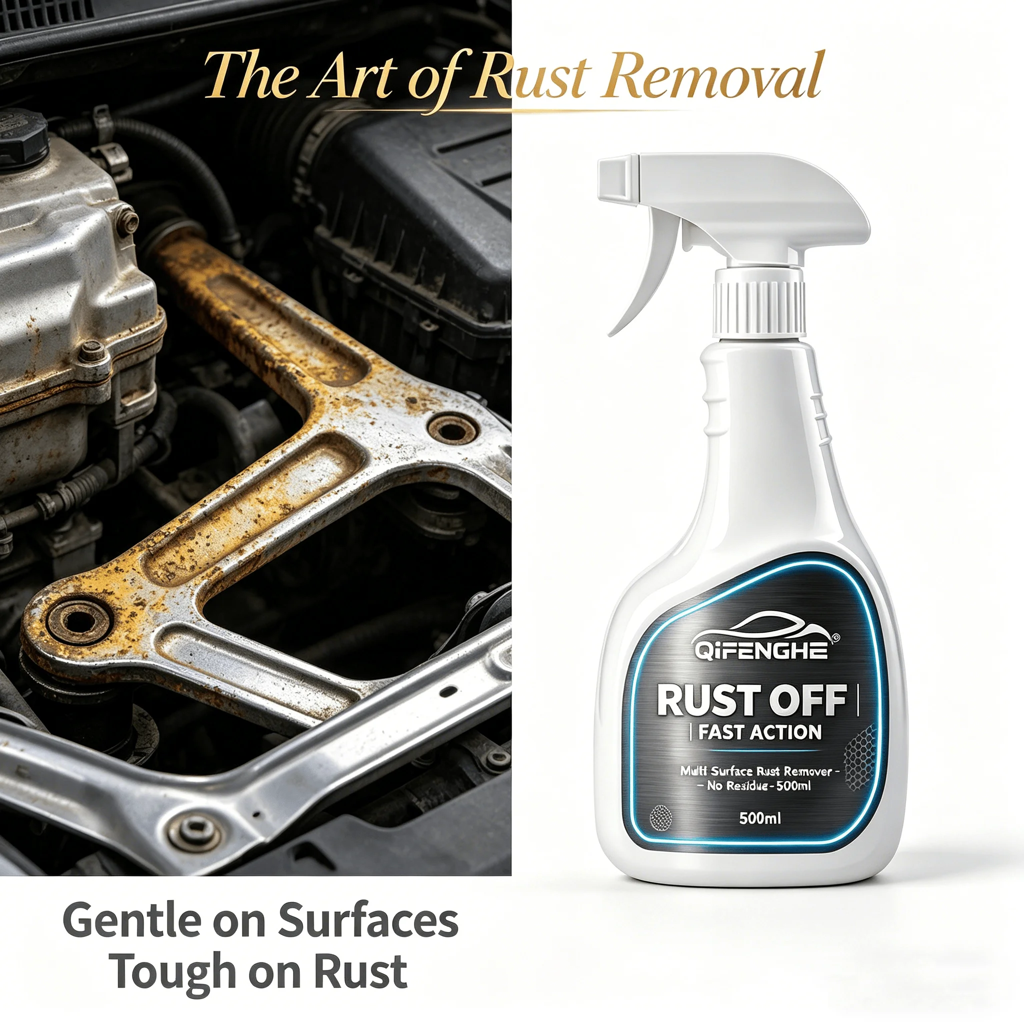 500ml BEST SELLER Rust Remover Spray, Fast Acting Multi-Surface Rust Cleaner, No Damage No Residue for Car Wheels Metal Tile Hom