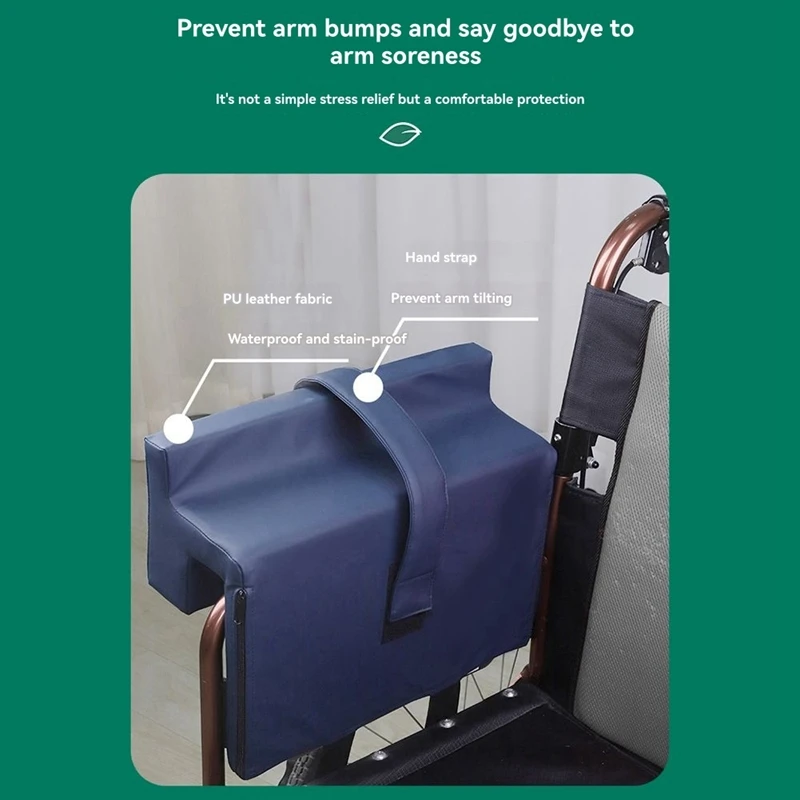 Wheelchair Arm Rest Cushion with Arm Trough Arm Strap,Armrest Cushion Pads to Adjust Leaning Posture PU Cover-A13G