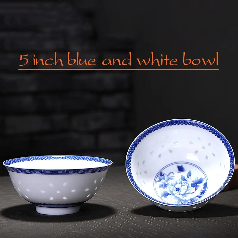 5inch Ceramic Ramen Soup Bowls Jingdezhen Blue and White Porcelain Rice Bowl Art Small Bowls Chinese Dragon Dinnerware Container