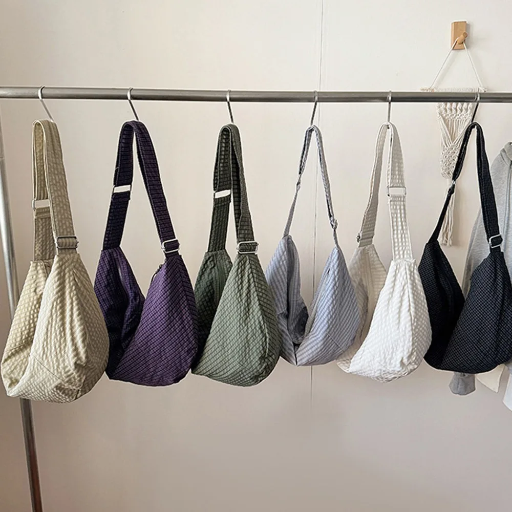 

Korean Style Nylon Dumpling Bag Commuting Solid Color Single Shoulder Bag Large Capacity Casual Hobos Crossbody Bag Shopping