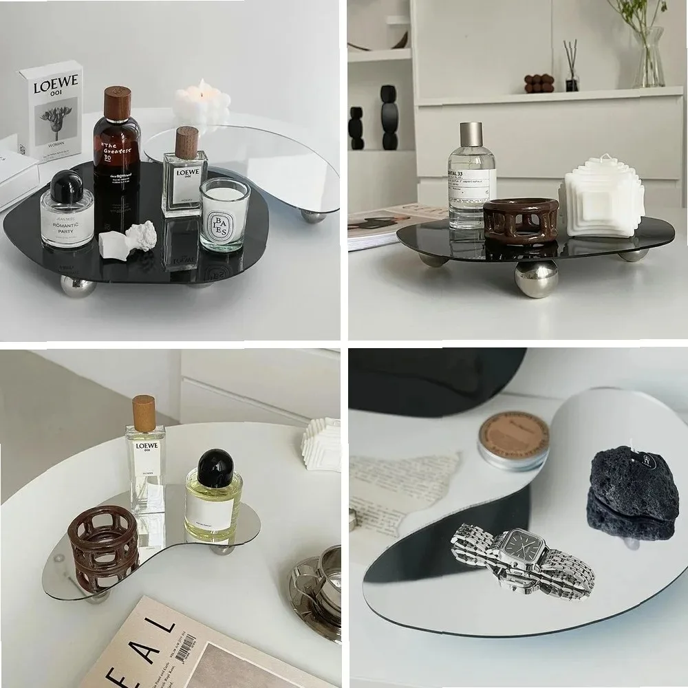 

Decorative Tray Storage Organizer Acrylic Tray Perfume Cosmetic Tray Home Decor Plates Multi-Purpose Storage Rack Decoration