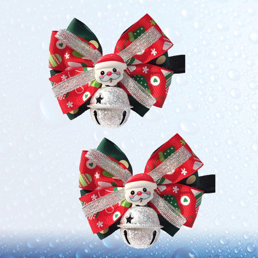 

2pcs Pet Collar Christmas Bow Tie Bowknot Shape Durable Adjustable Pet Necklace Party Supplies for Cats Dogs Comfortable