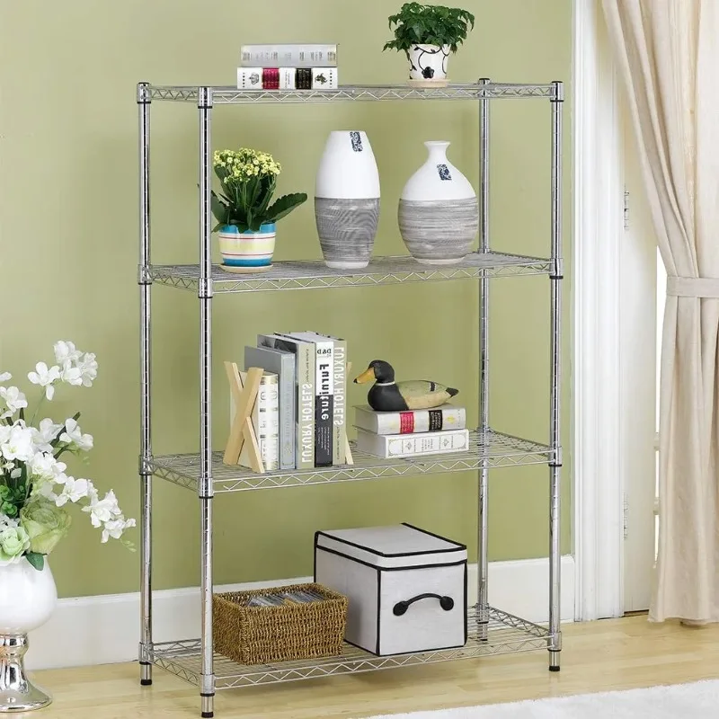 

BestOffice 4-Shelf Wire Shelving Height Adjustable Metal Storage Rack for 1000 Lbs Capacity - Home Organization Solution