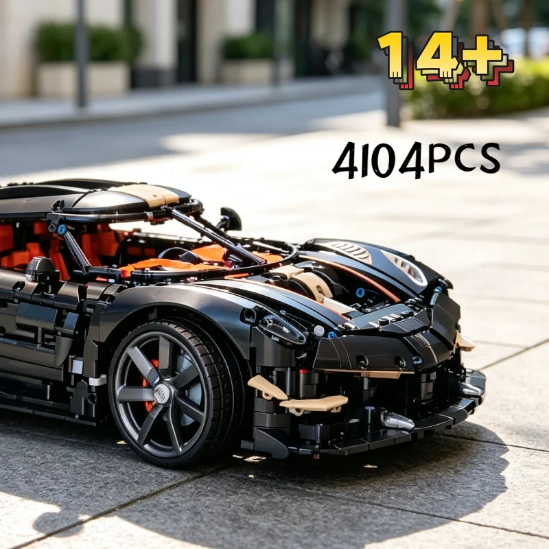 Latest Model Supercar Building Block 4104PCS Technology Racing Car Megacar with V8 Piston Engine and Suspension System