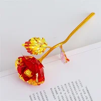 18cm 24k Golden Rose Flower Valentine Day Gift Artificial Roses Foil Rose Flowers Party Wedding Decoration Holiday Present 5