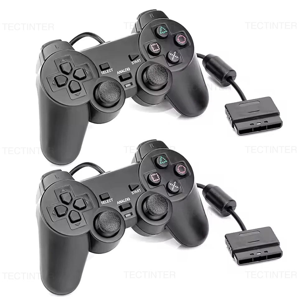 لوحة ألعاب سلكية لوحدة تحكم Sony PS2 لعصا التحكم للبلاي ستيشن 2 اهتزاز صدمة Joypad ملحقات وحدة تحكم USB سلكية للكمبيوتر الشخصي