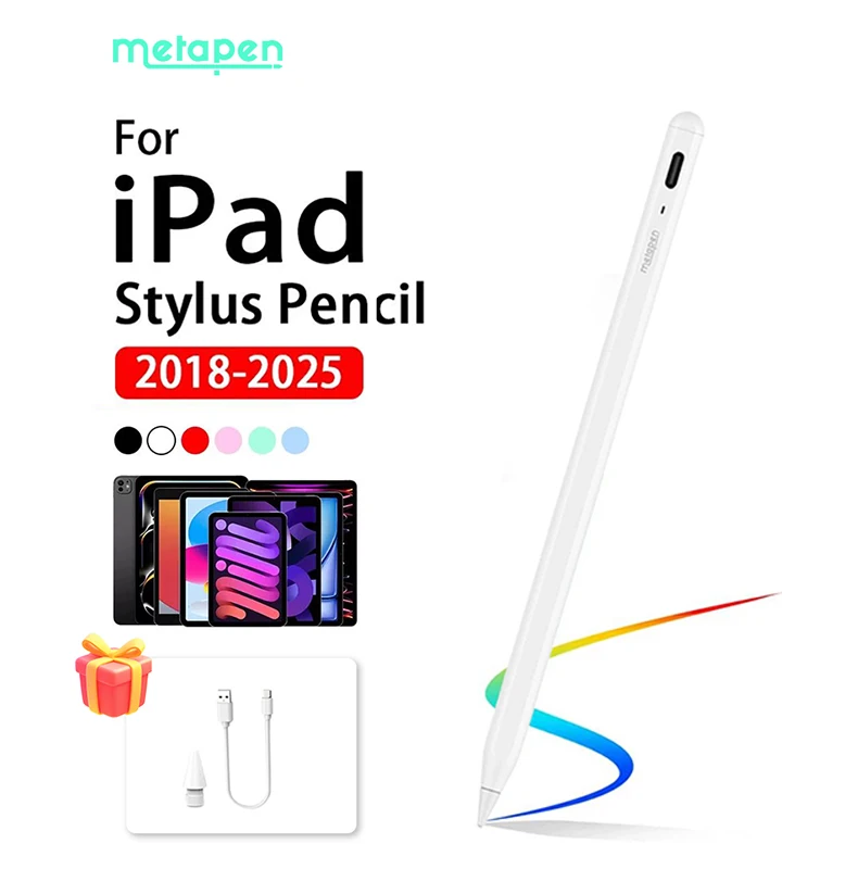 

Metapen Pencil A8 for Apple iPad 2018-2025, (2X Faster Charge), Tilt Sensitivity, Pixel Precision, Stylus Pen for iPad 11/10/9/8