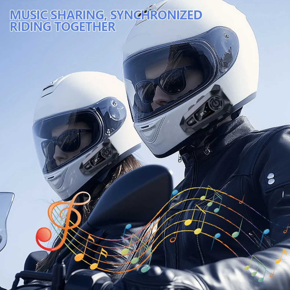 دراجة نارية سماعة خوذة BT5.3 اللاسلكية Handfree دعوة مقاوم للماء موتو سماعة مع راديو FM الموسيقى مشاركة شاشة LED لراكبي #1